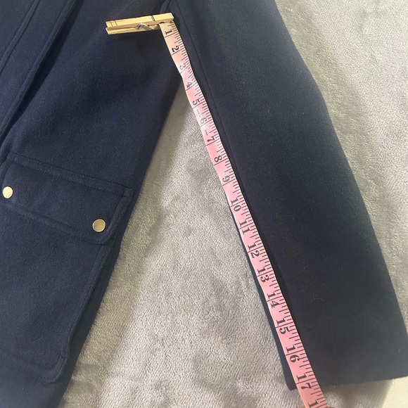 J. Crew mercantile wool navy blue faux fur hooded coat - Picture 8 of 13